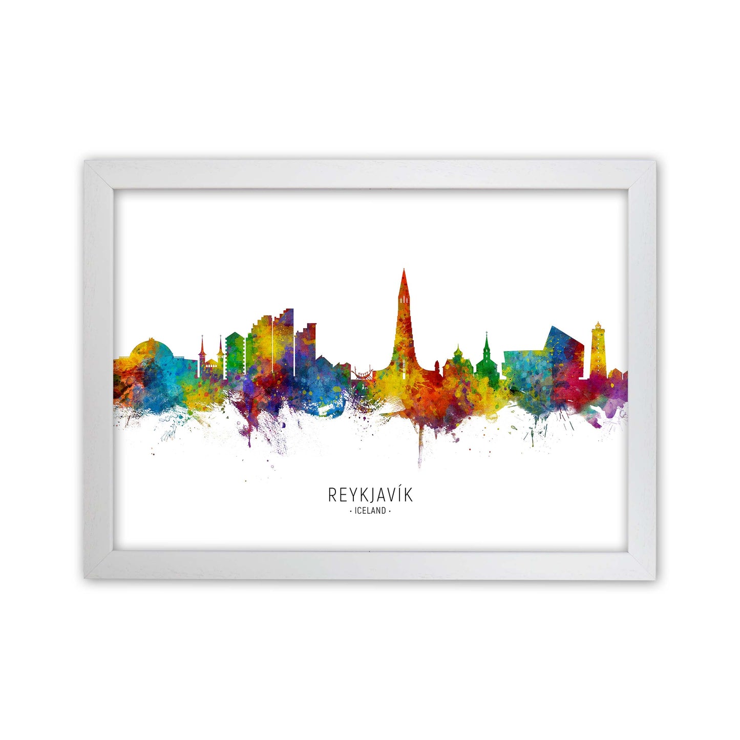 Reykjavik Iceland Skyline Art Print by Michael Tompsett White Grain