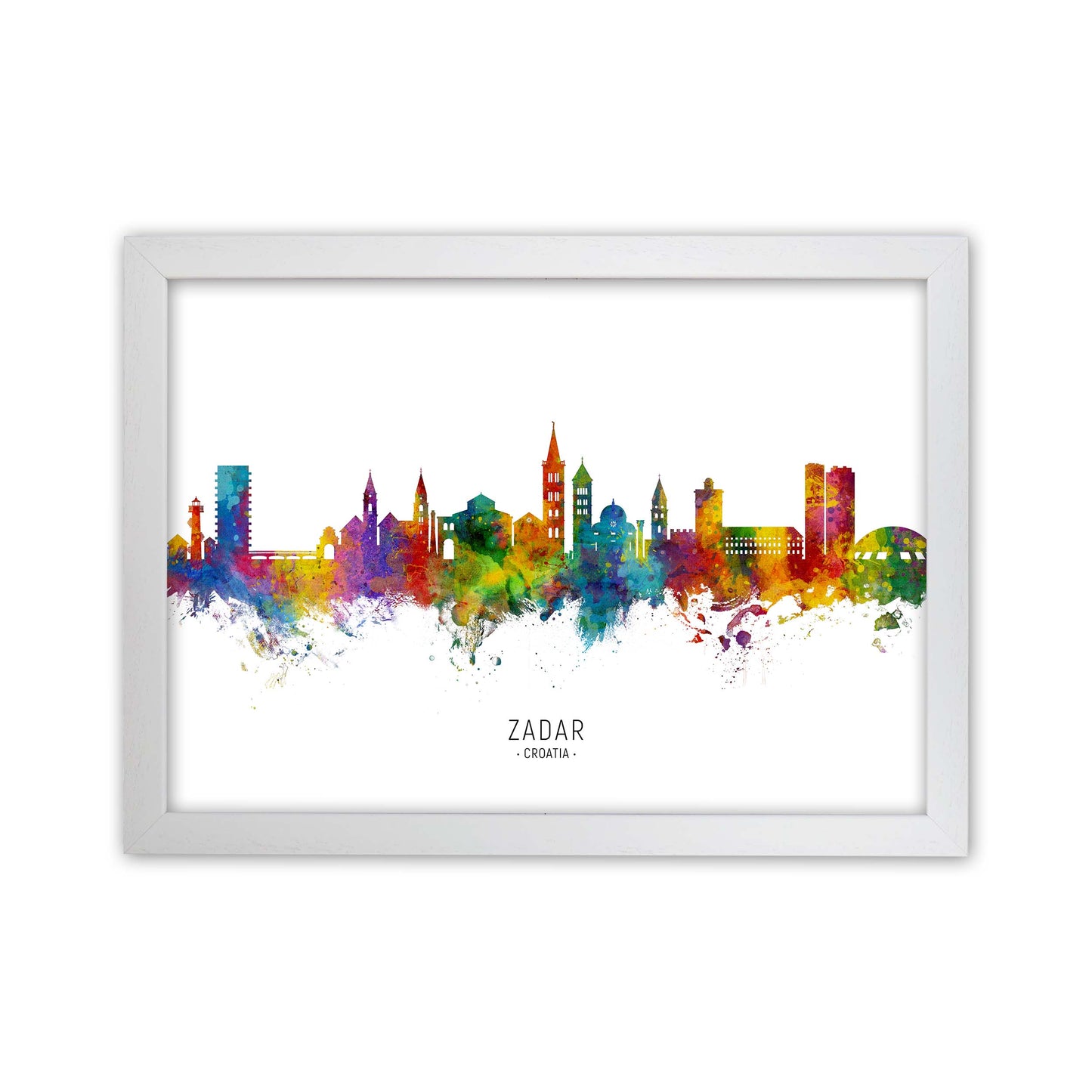 Zadar Croatia Skyline Art Print by Michael Tompsett White Grain