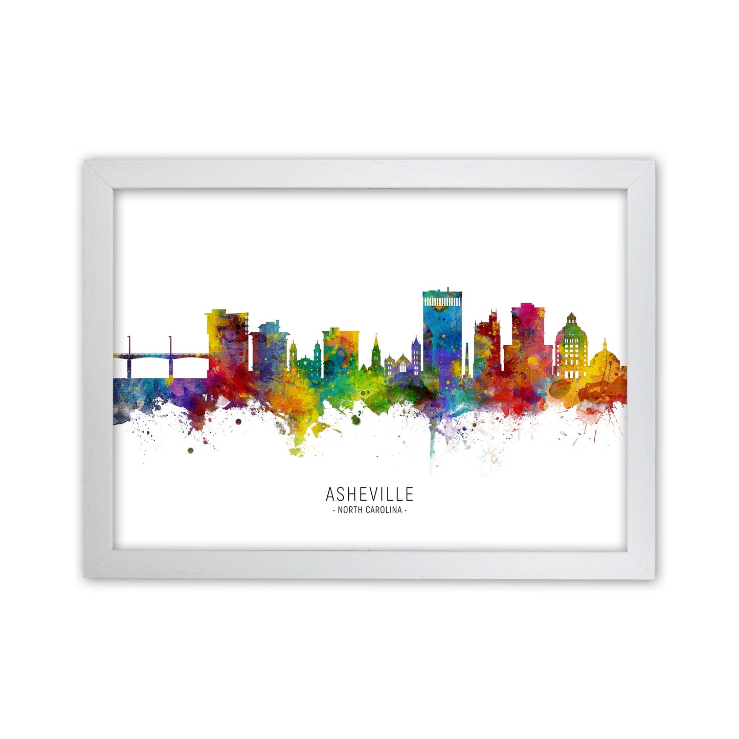 Asheville North Carolina Skyline Print by Michael Tompsett White Grain
