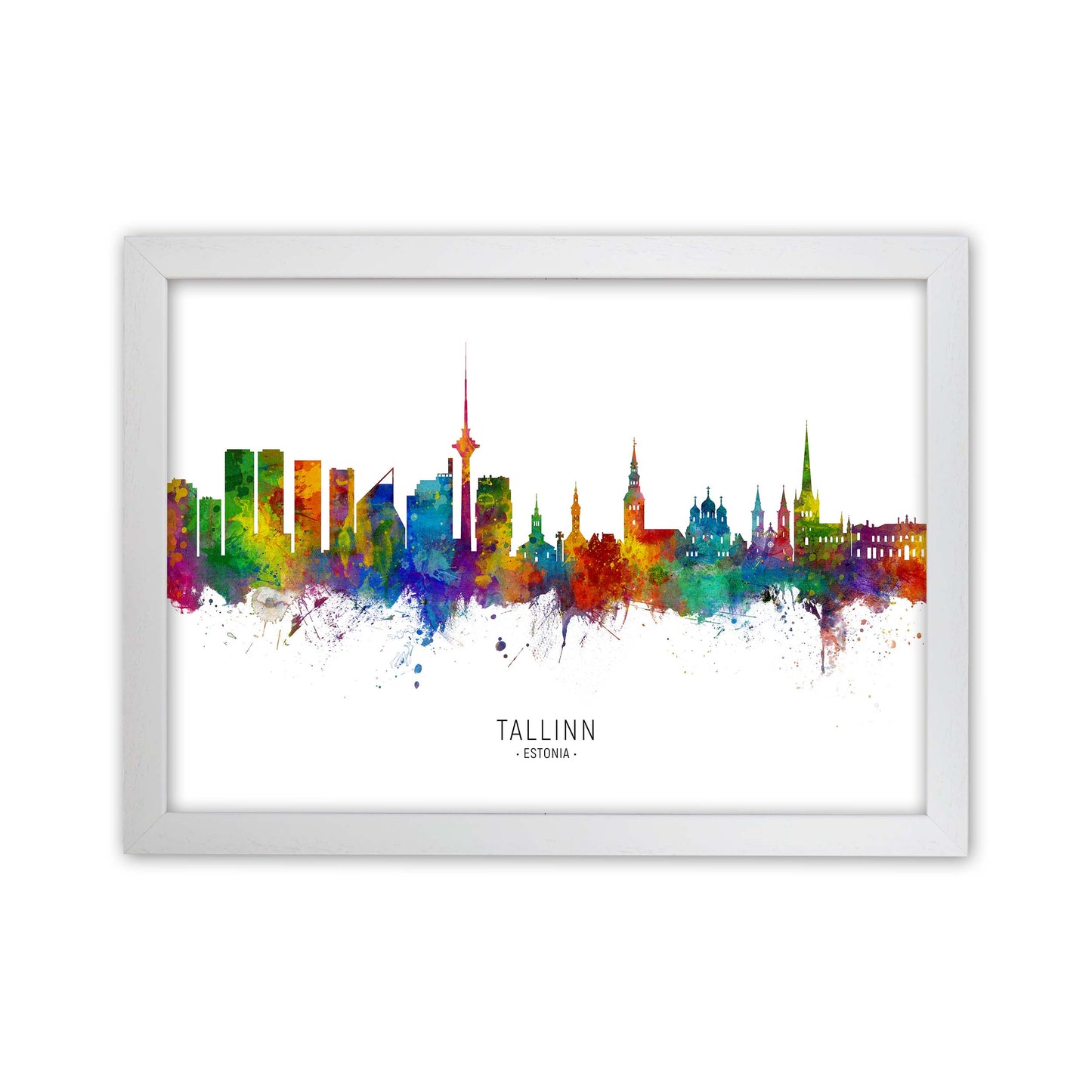 Tallinn Estonia Skyline Art Print by Michael Tompsett White Grain