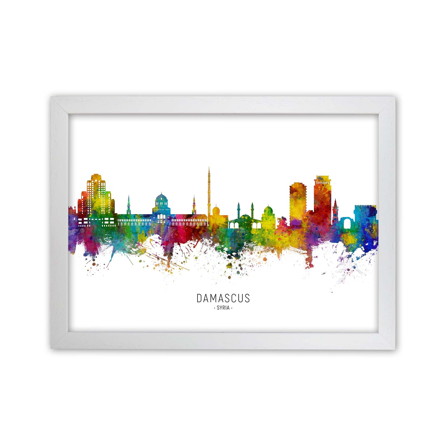 Damascus Syria Skyline Art Print by Michael Tompsett White Grain