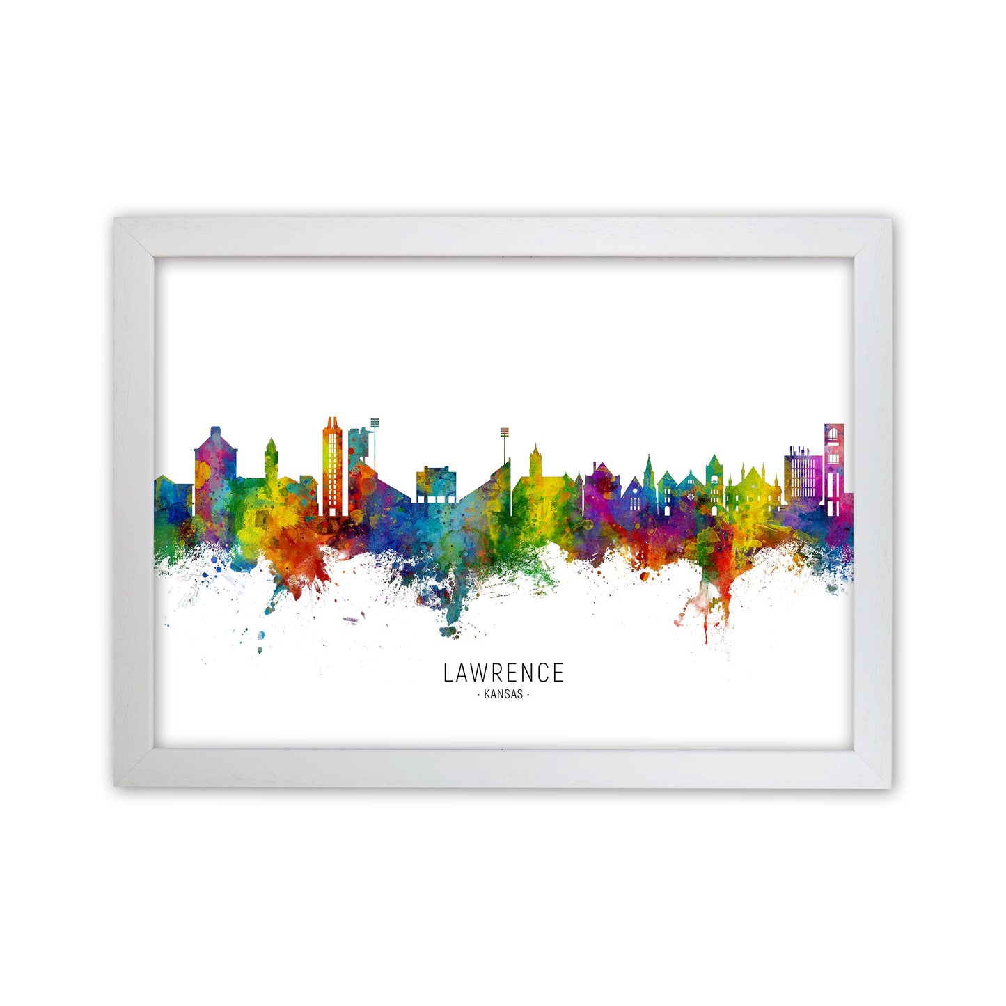 Lawrence Kansas Skyline Art Print by Michael Tompsett White Grain