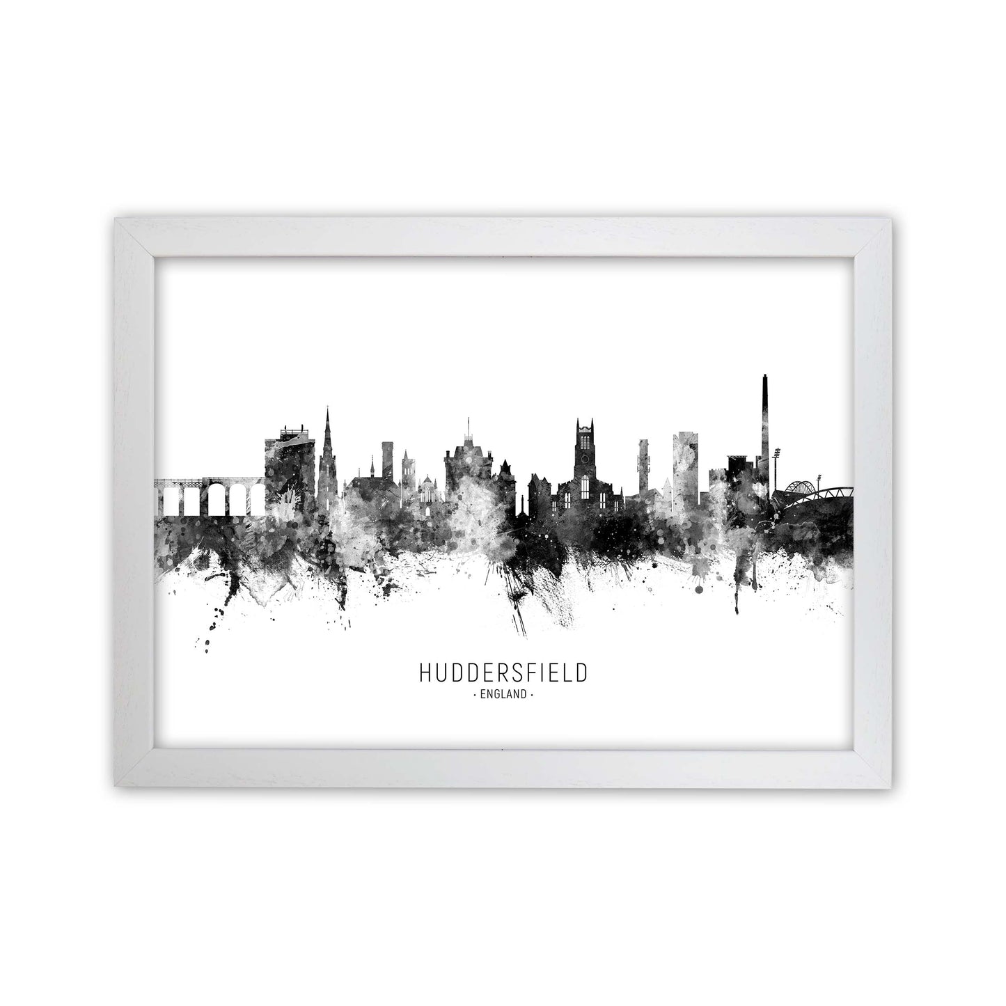 Huddersfield England Skyline Black White City Name by Michael Tompsett White Grain