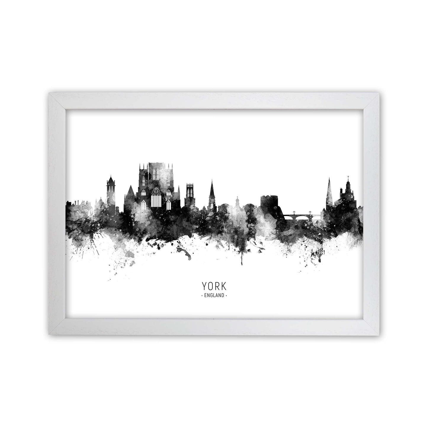 York England Skyline Black White City Name by Michael Tompsett White Grain