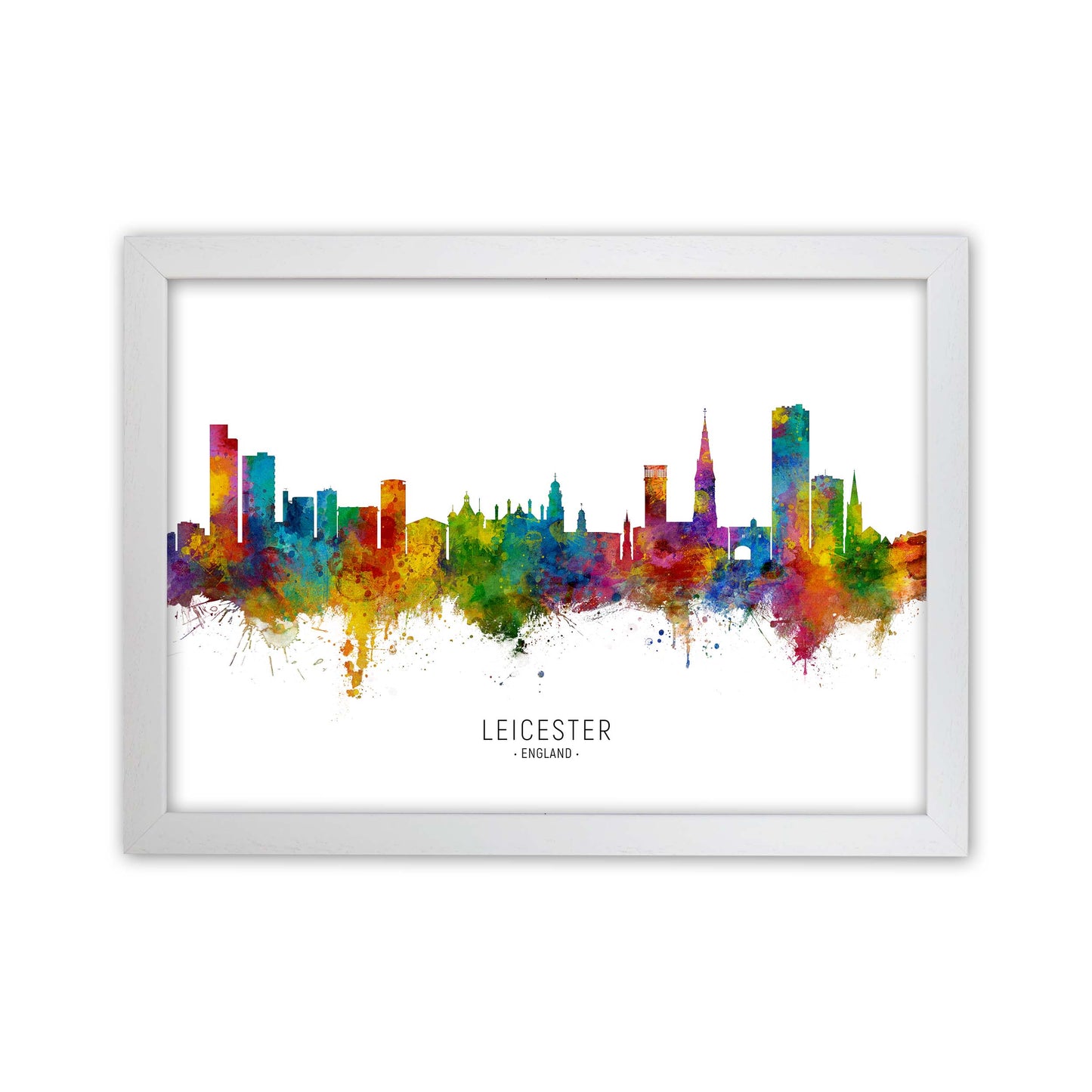 Leicester England Skyline Art Print by Michael Tompsett White Grain