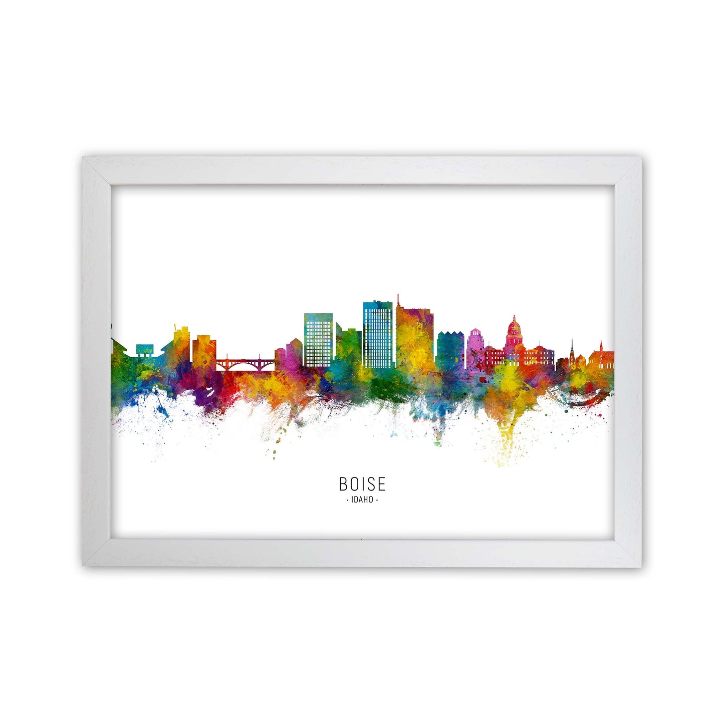 Boise Idaho Skyline Art Print by Michael Tompsett White Grain