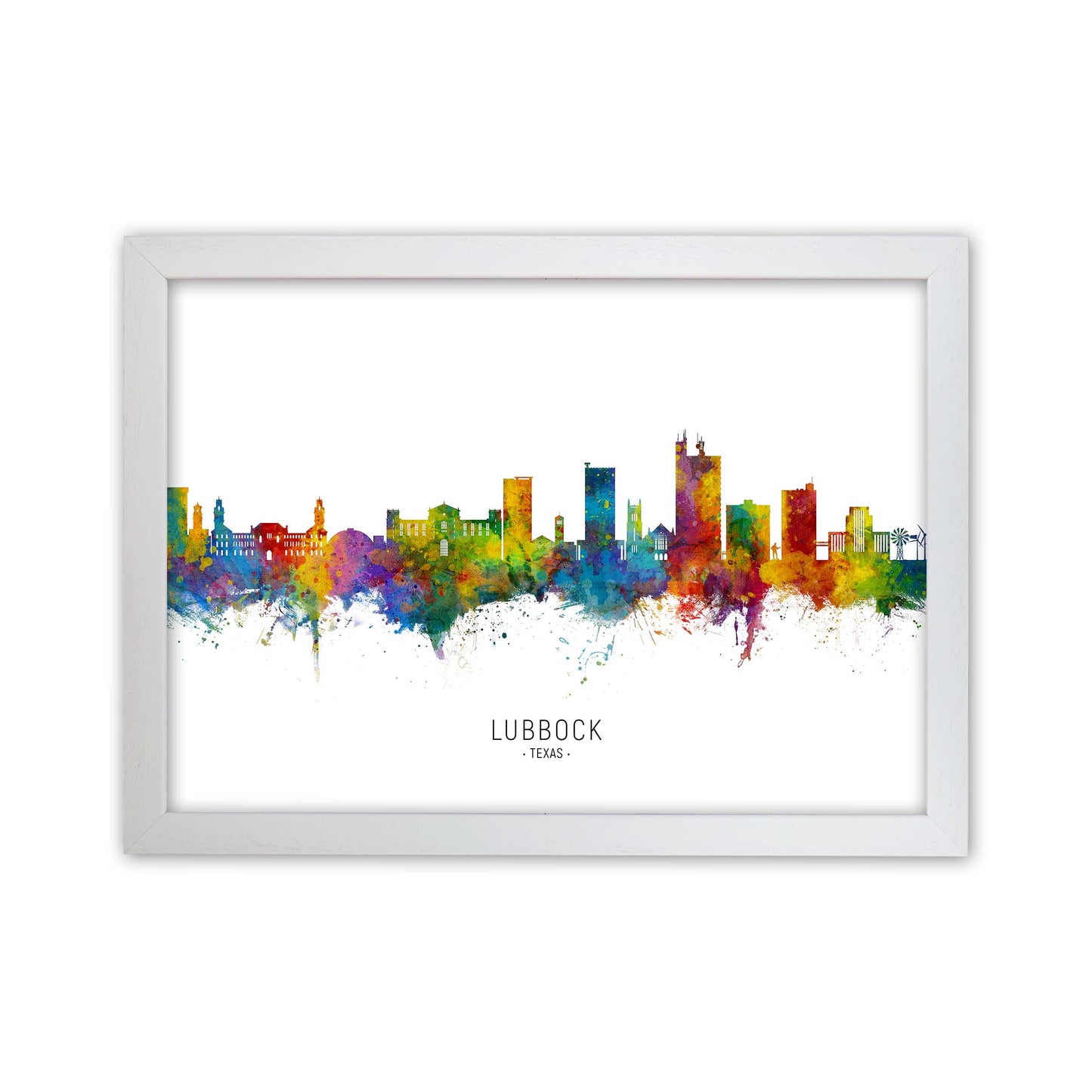 Lubbock Texas Skyline Art Print by Michael Tompsett White Grain