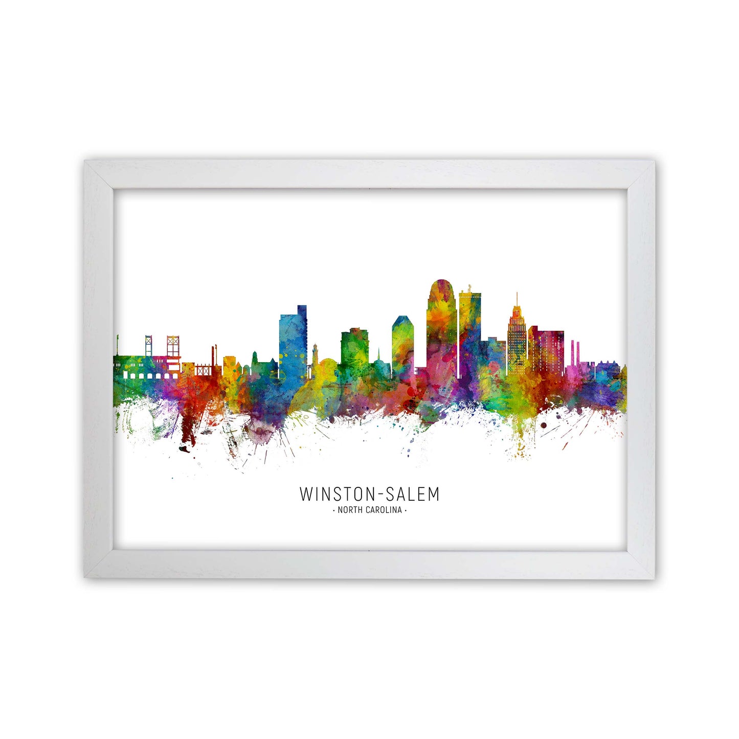 Winston-Salem North Carolina Skyline by Michael Tompsett White Grain