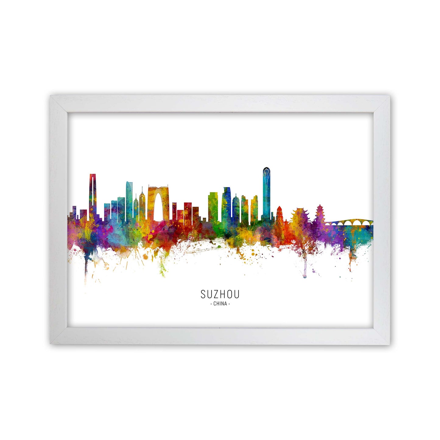 Suzhou China Skyline Art Print by Michael Tompsett White Grain
