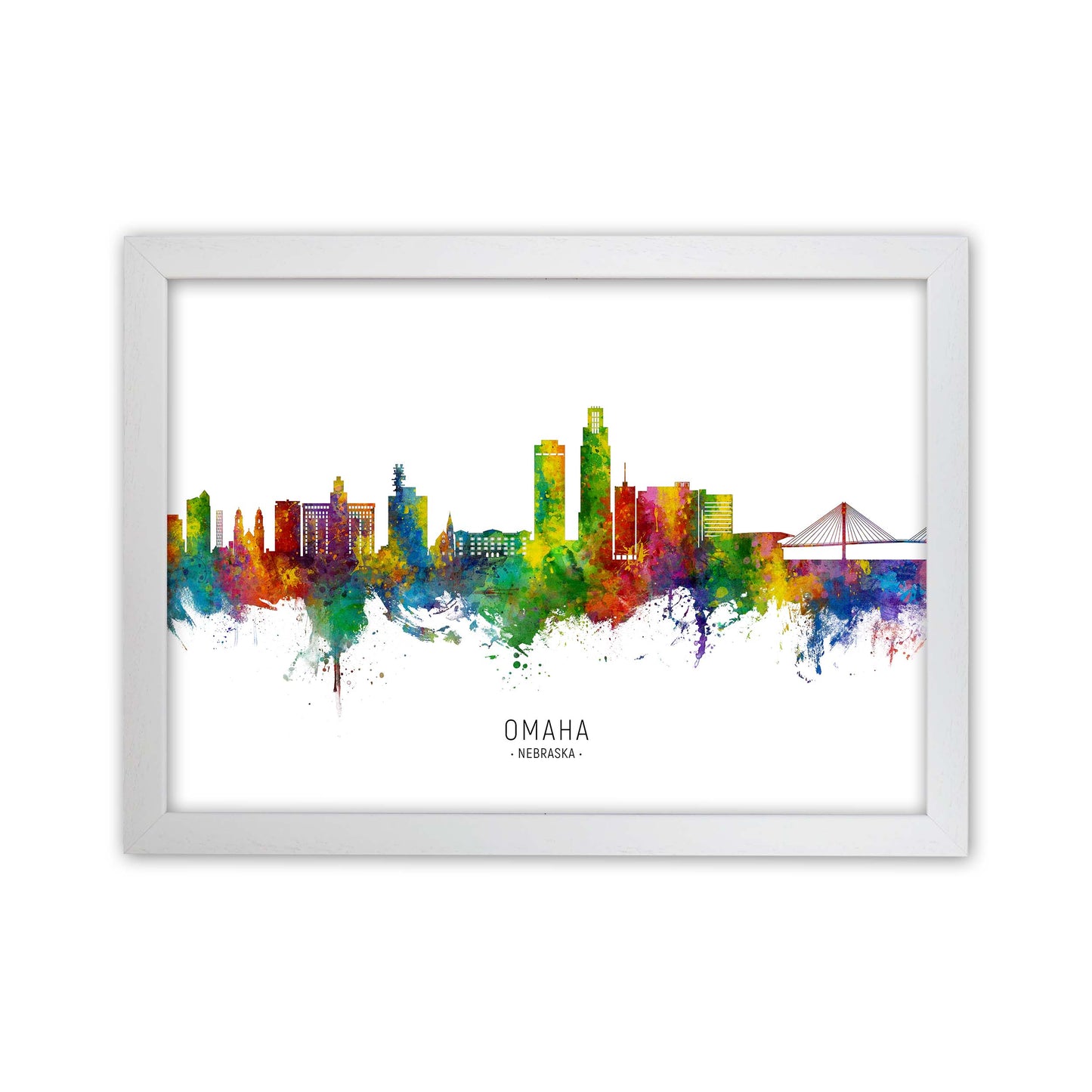 Omaha Nebraska Skyline Art Print by Michael Tompsett White Grain