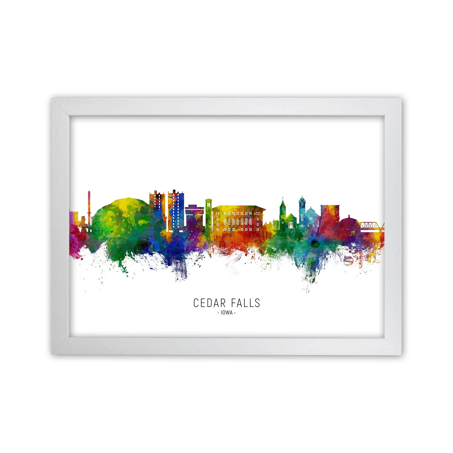Cedar Falls Iowa Skyline Art Print by Michael Tompsett White Grain