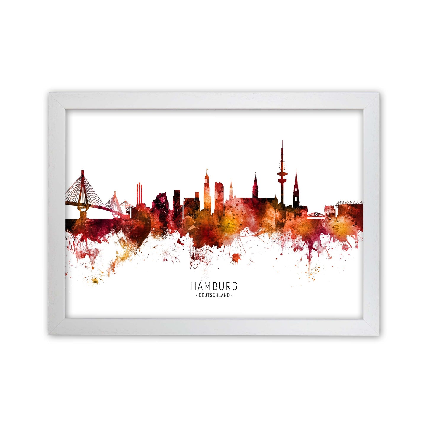 Hamburg Deutschland Skyline Red City Name by Michael Tompsett White Grain