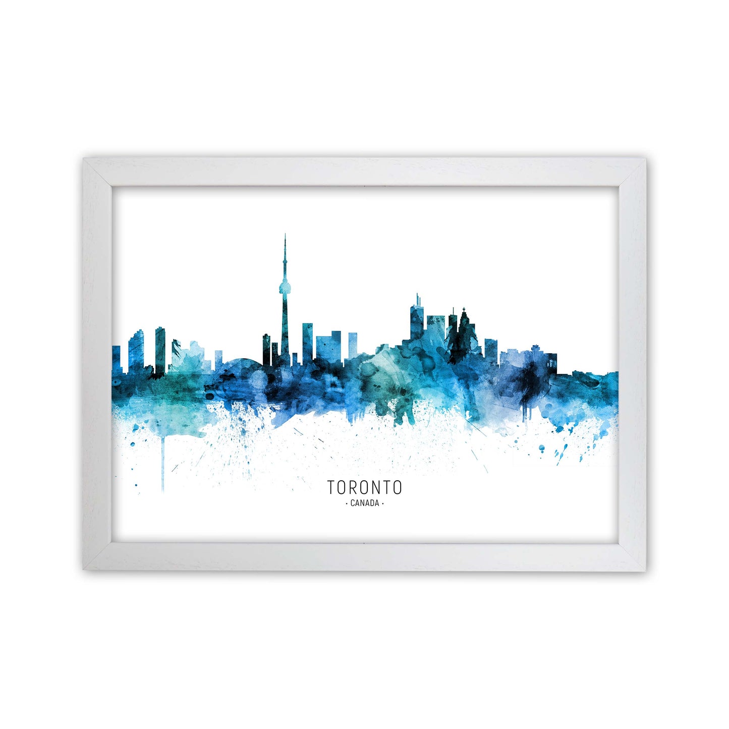 Toronto Canada Skyline Blue City Name by Michael Tompsett White Grain