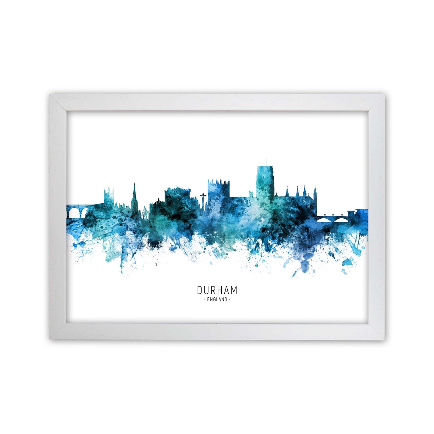 Durham England Skyline Blue City Name by Michael Tompsett White Grain