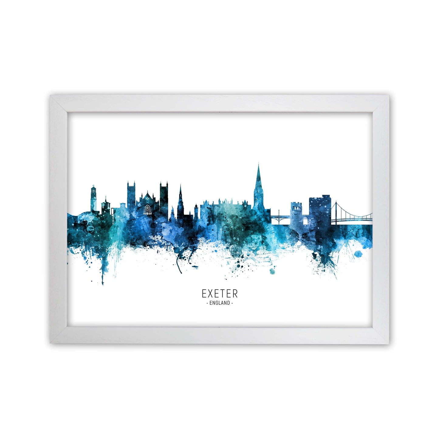 Exeter England Skyline Blue City Name by Michael Tompsett White Grain