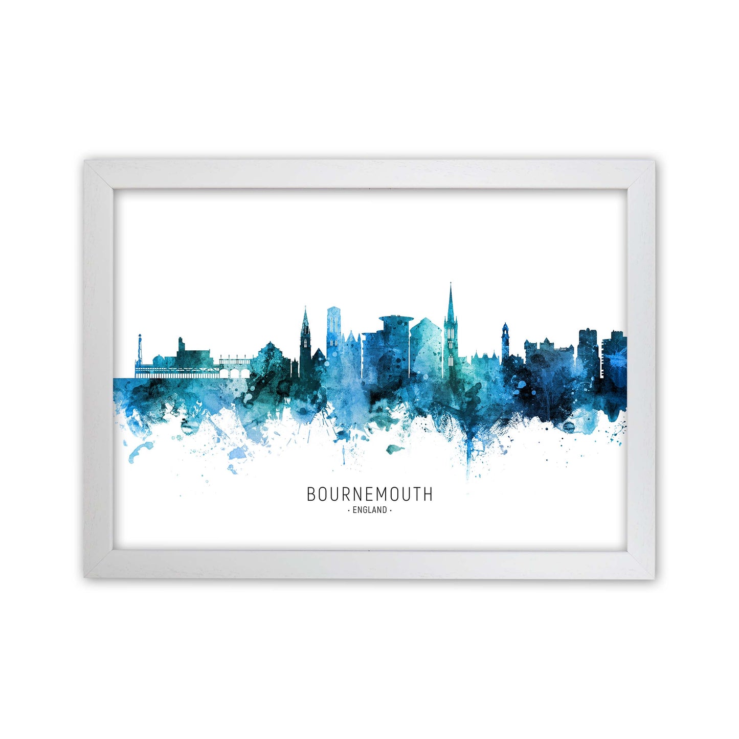 Bournemouth England Skyline Blue City Name by Michael Tompsett White Grain