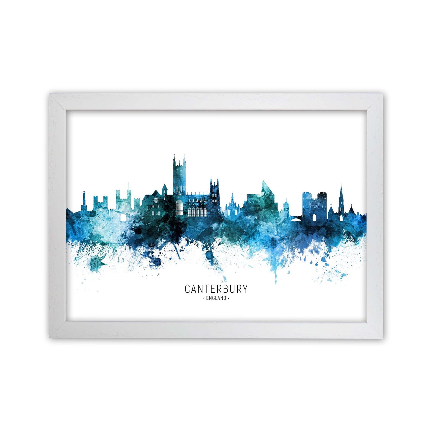 Canterbury England Skyline Blue City Name by Michael Tompsett White Grain