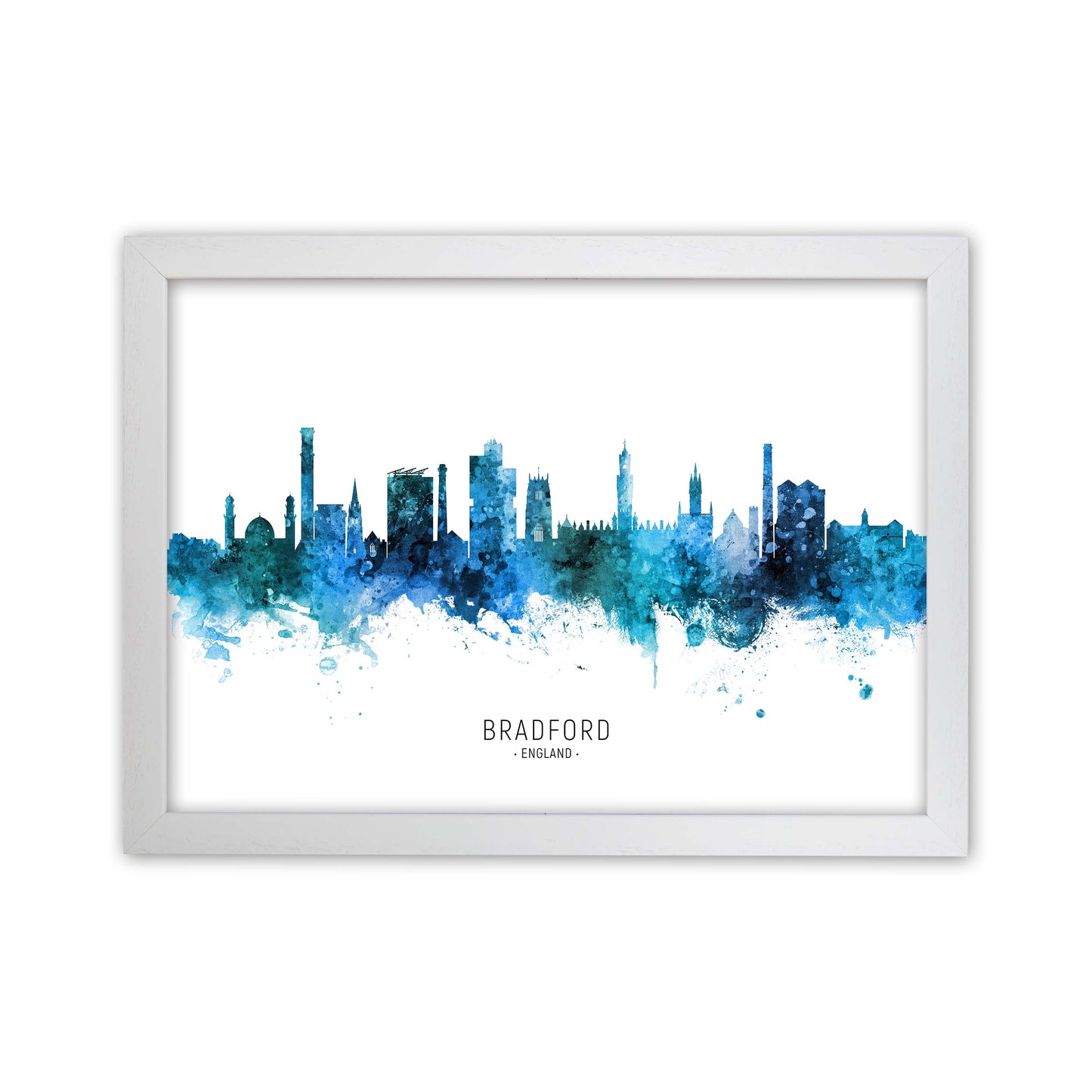 Bradford England Skyline Blue City Name by Michael Tompsett White Grain