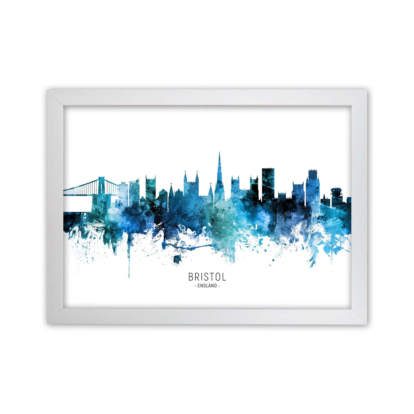 Bristol England Skyline Blue City Name by Michael Tompsett White Grain