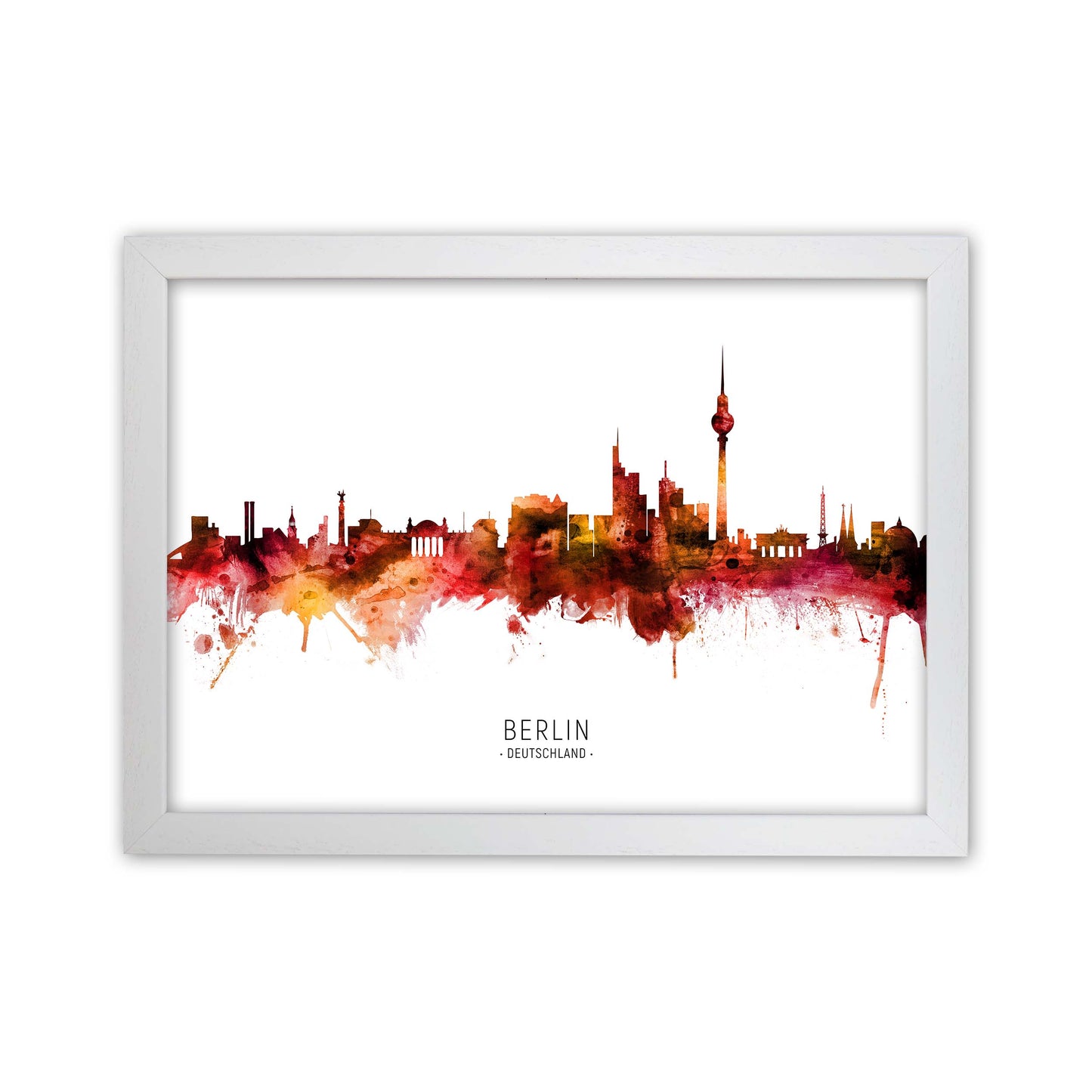 Berlin Deutschland Skyline Red City Name by Michael Tompsett White Grain