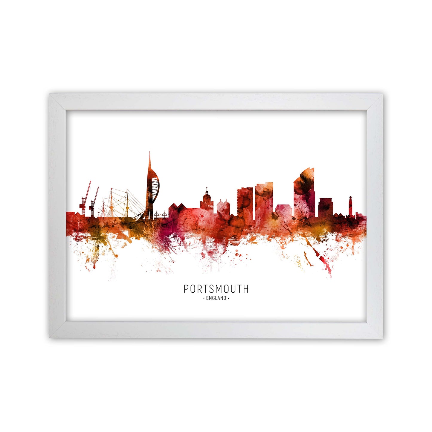 Portsmouth England Skyline Red City Name by Michael Tompsett White Grain
