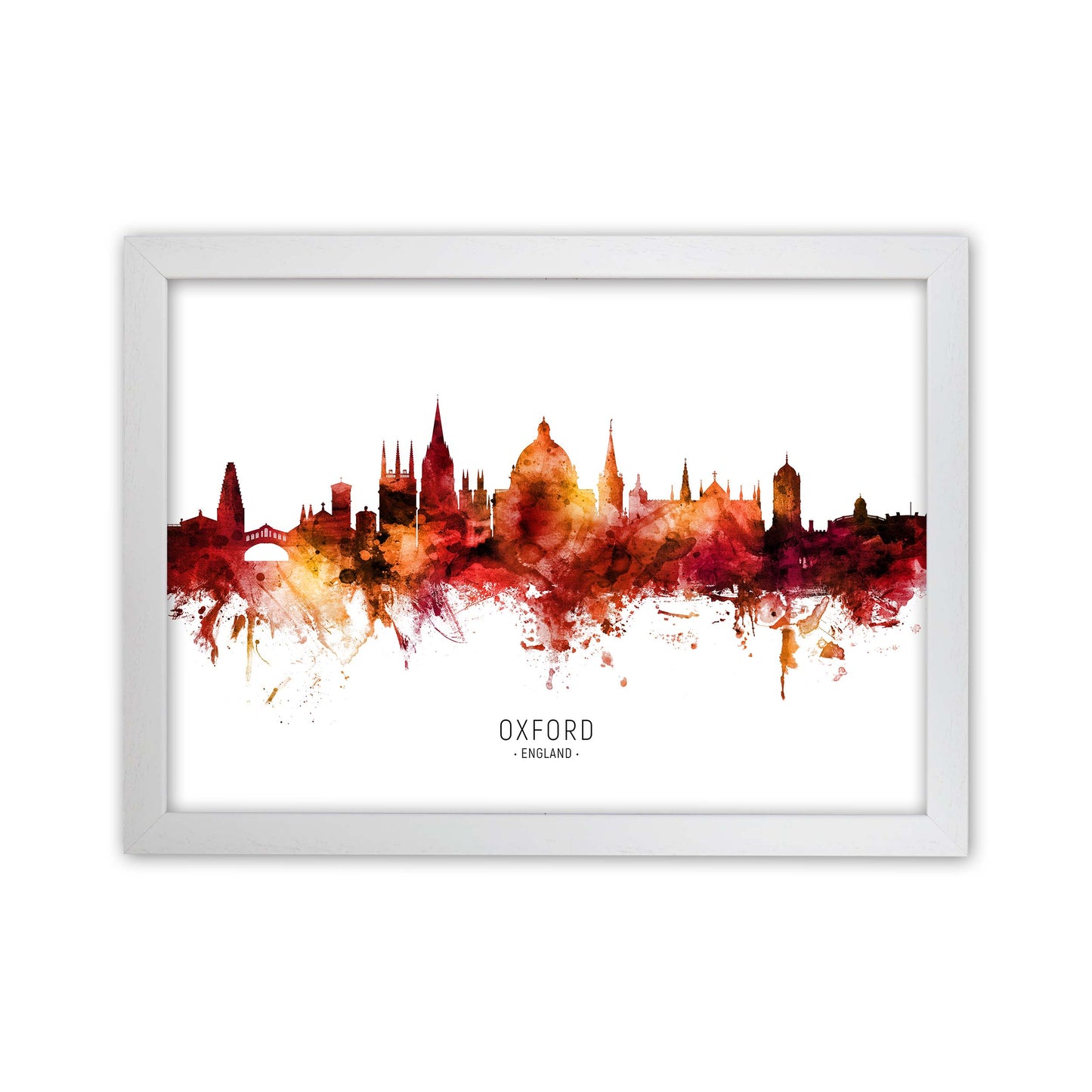Oxford England Skyline Red City Name by Michael Tompsett White Grain