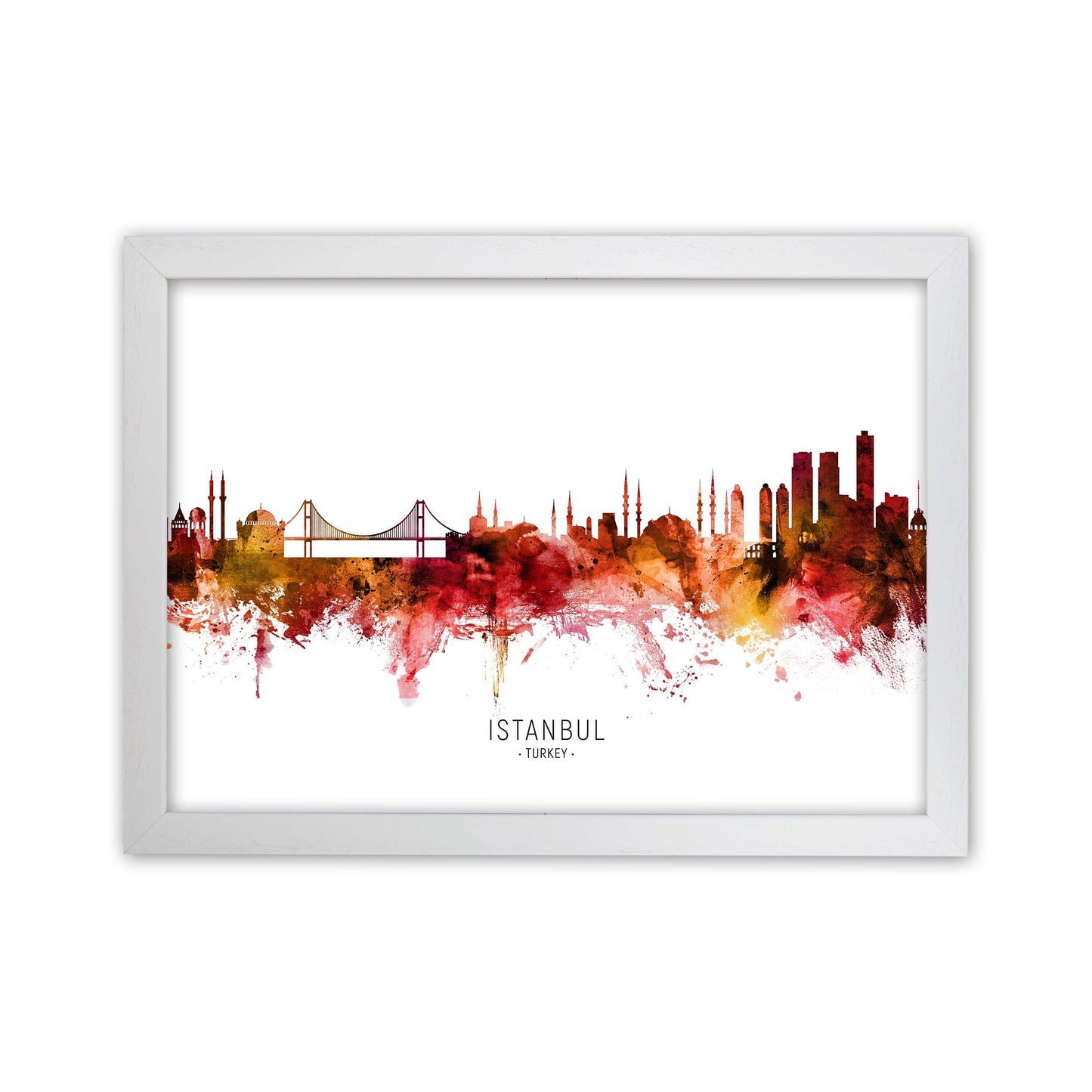 Istanbul Turkey Skyline Red City Name by Michael Tompsett White Grain