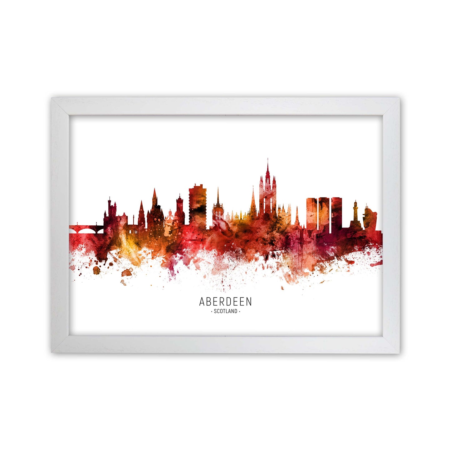 Aberdeen Scotland Skyline Red City Name by Michael Tompsett White Grain
