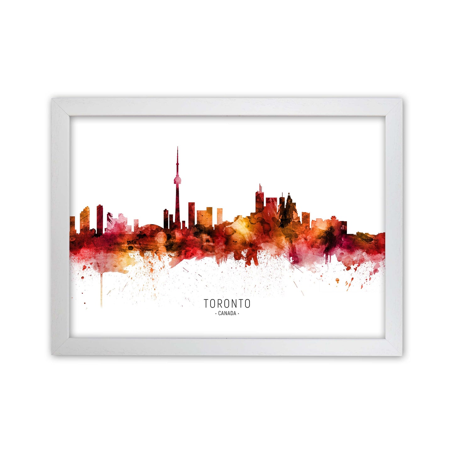 Toronto Canada Skyline Red City Name by Michael Tompsett White Grain