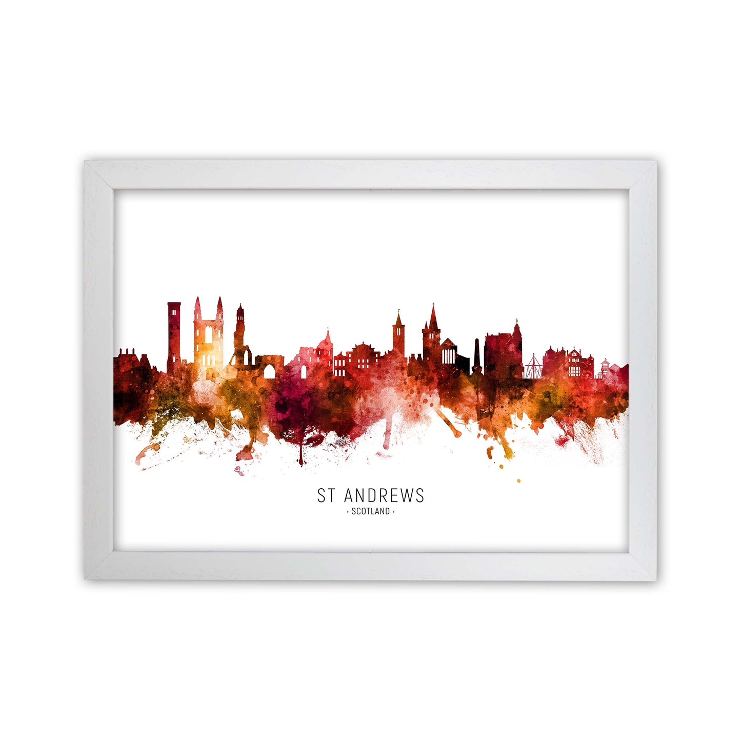 St Andrews Scotland Skyline Red City Name by Michael Tompsett White Grain