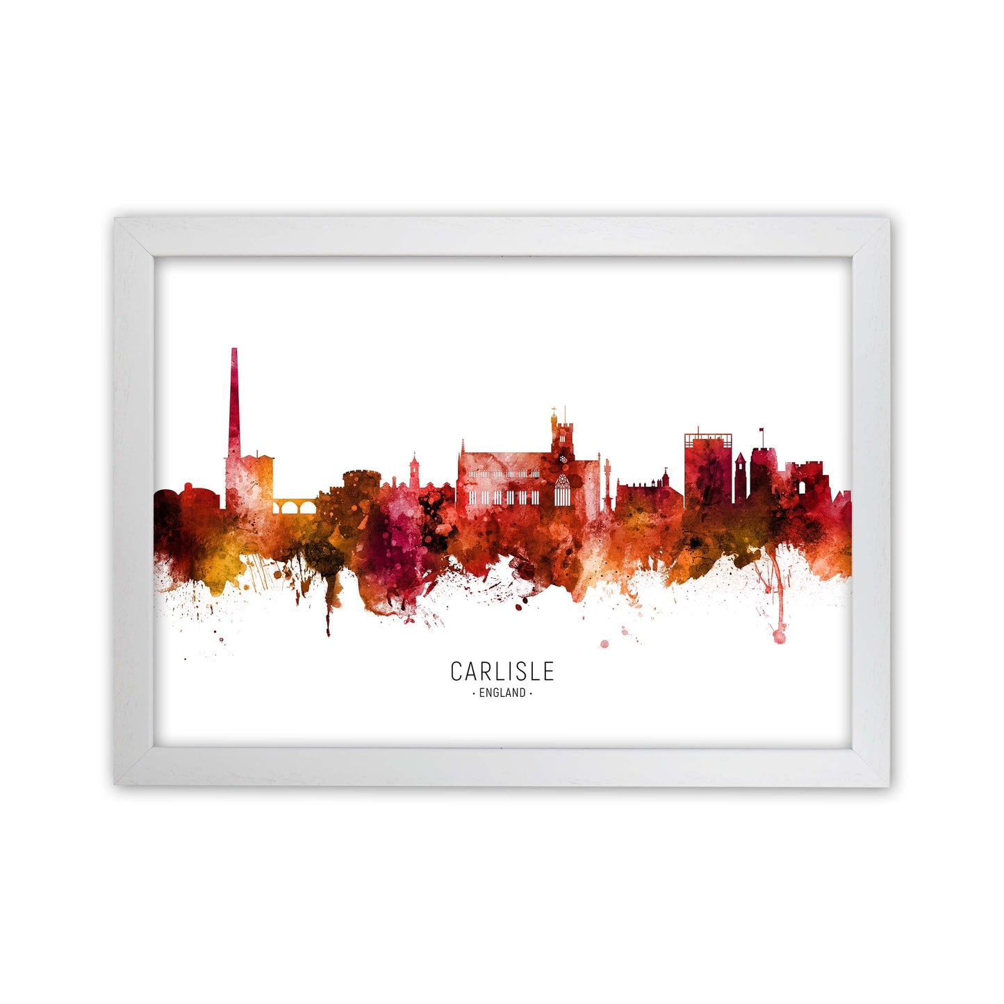 Carlisle England Skyline Red City Name by Michael Tompsett White Grain