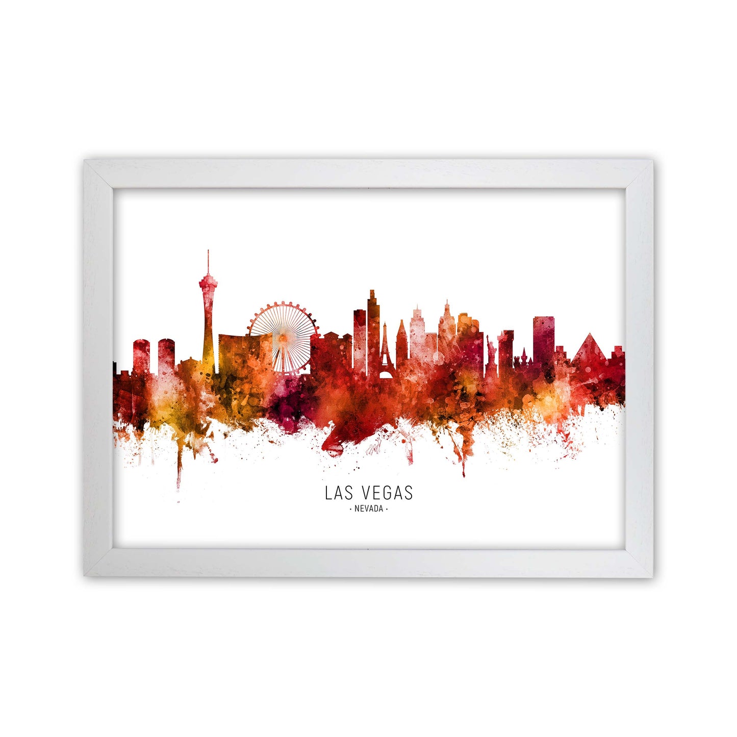 Las Vegas Nevada Skyline Red City Name  by Michael Tompsett White Grain