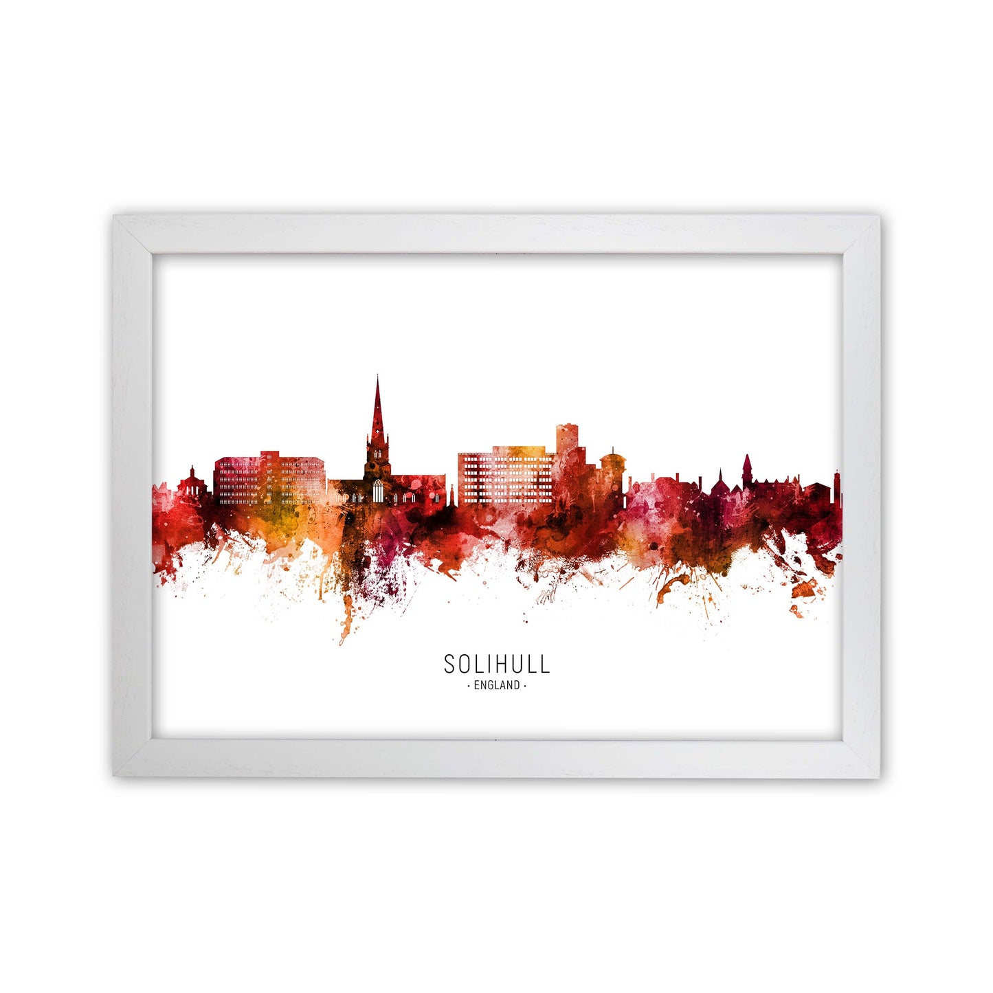 Solihull England Skyline Red City Name by Michael Tompsett White Grain