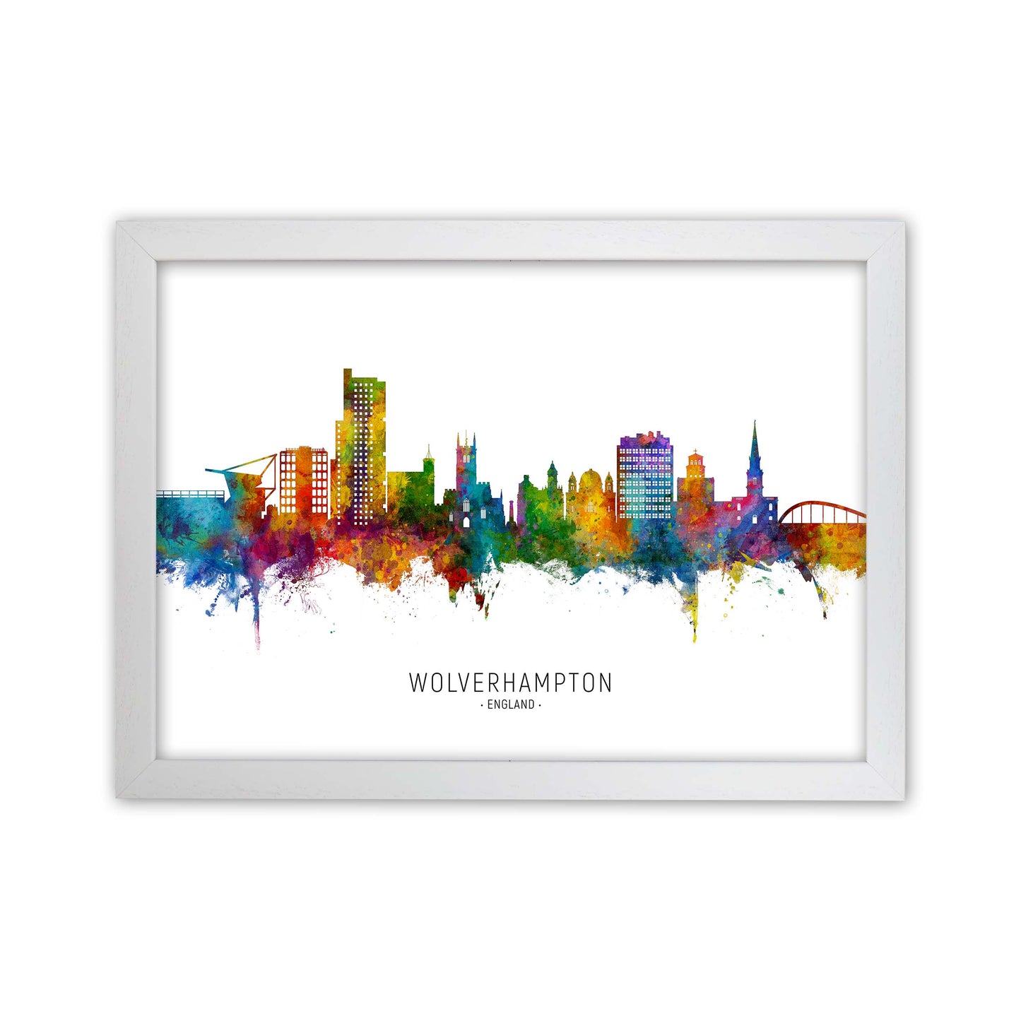 Wolverhampton England Skyline Art Print by Michael Tompsett White Grain