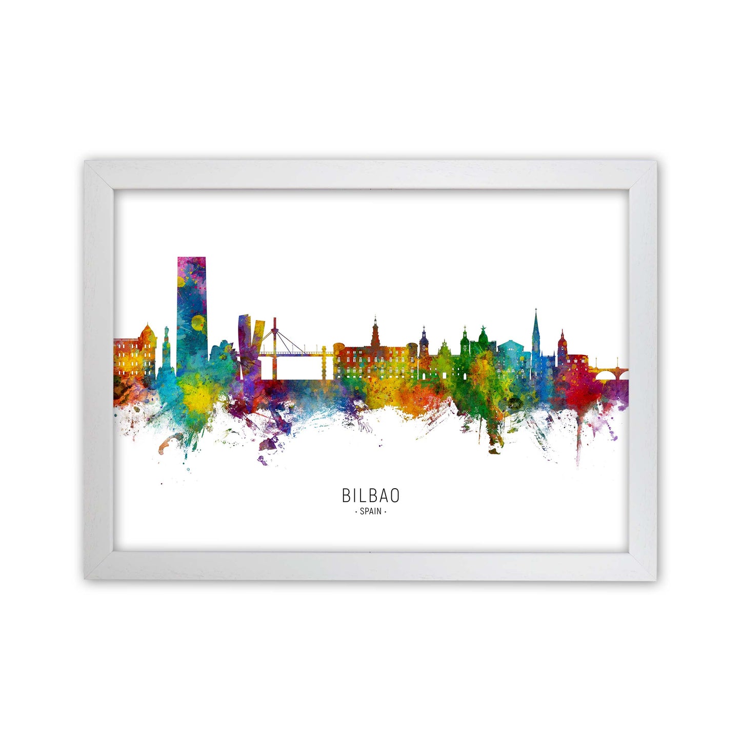 Bilbao Spain Skyline Art Print by Michael Tompsett White Grain