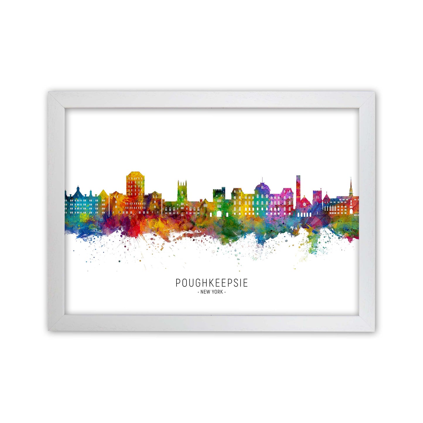 Poughkeepsie New York Skyline Art Print by Michael Tompsett White Grain