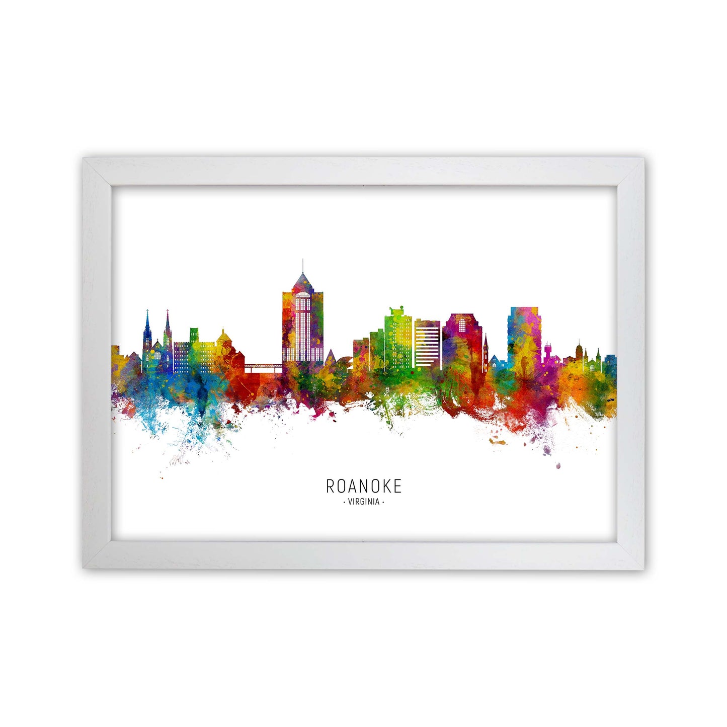 Roanoke Virginia Skyline Art Print by Michael Tompsett White Grain
