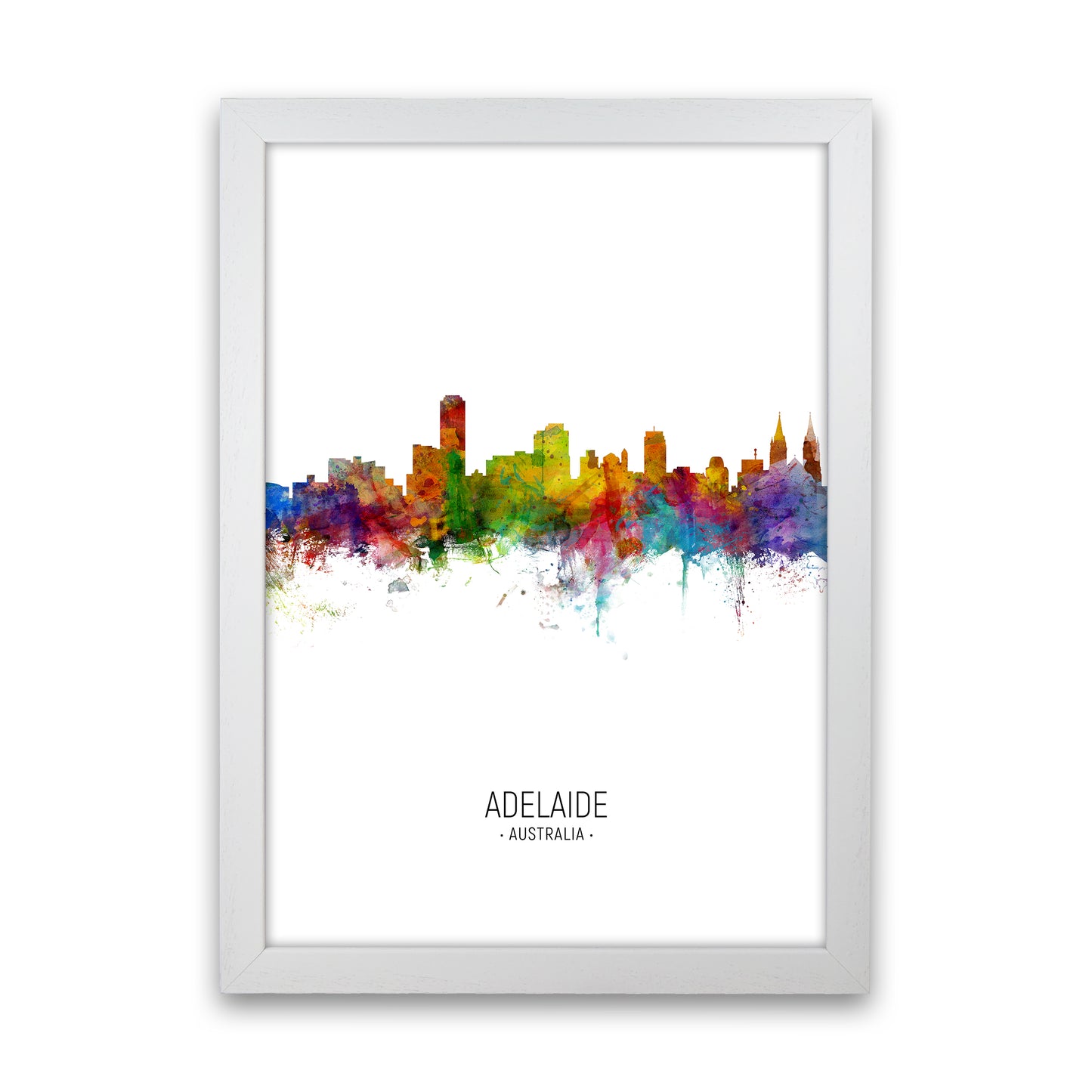 Adelaide Australia Skyline Portrait Art Print by Michael Tompsett White Grain