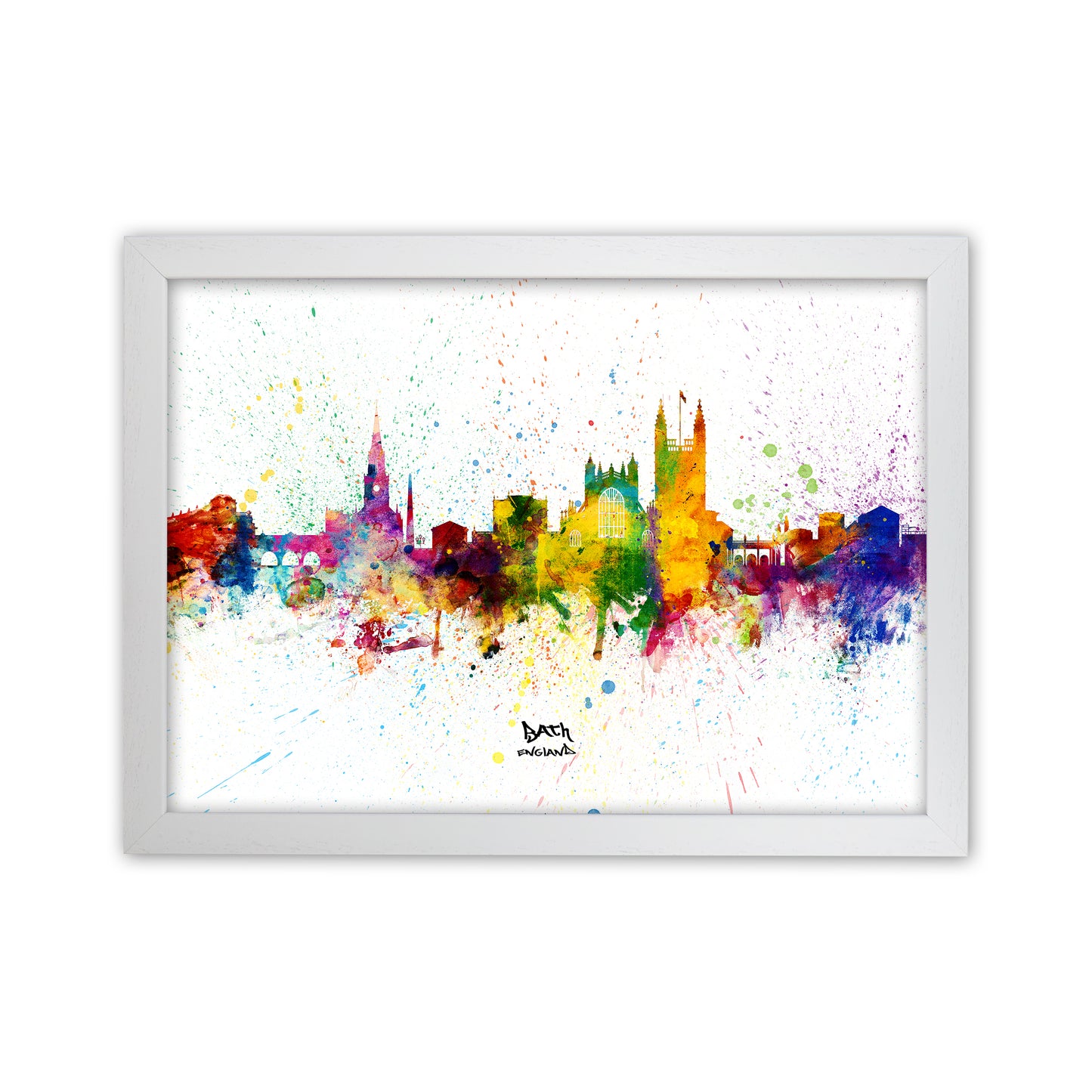 Bath England Skyline Splash Art Print by Michael Tompsett White Grain