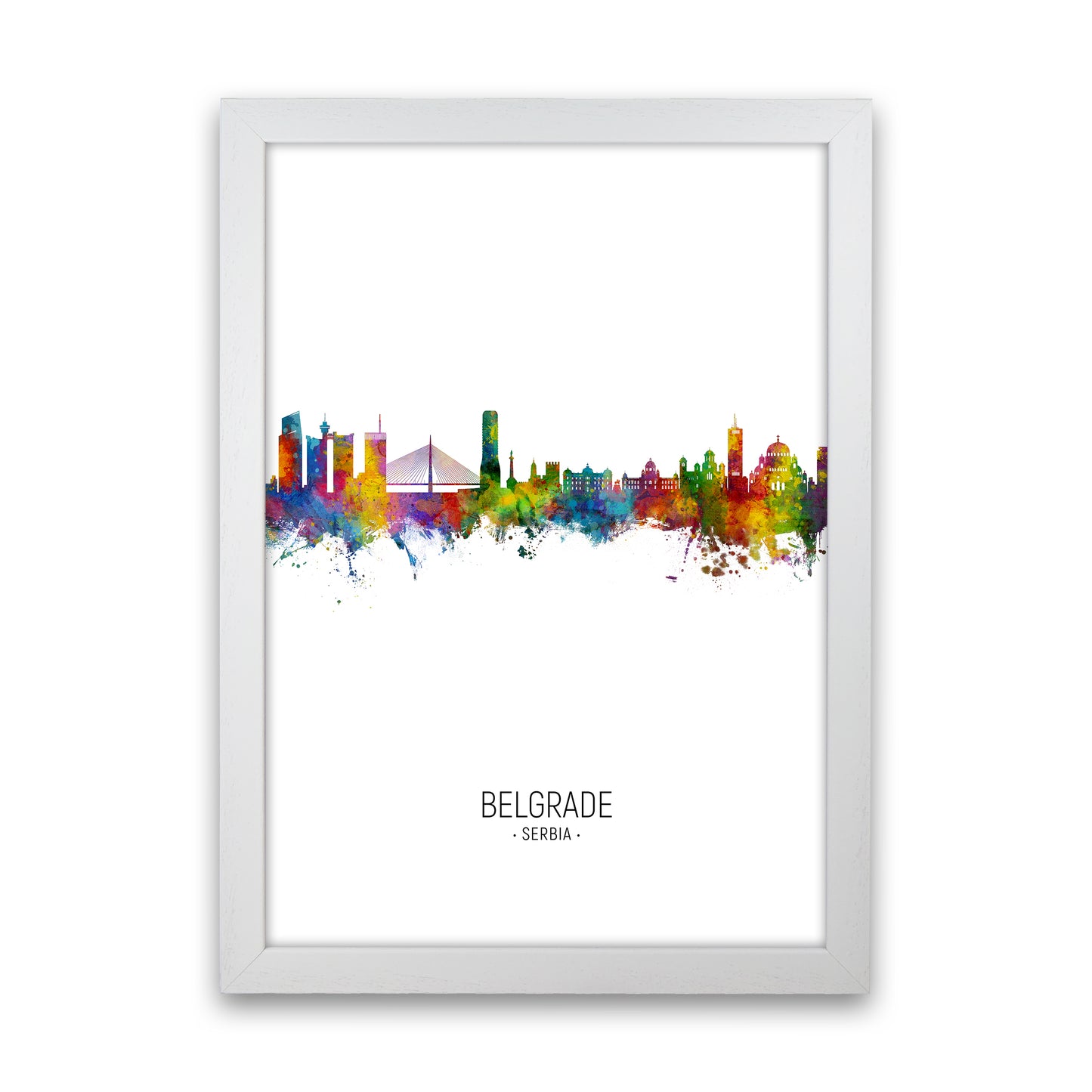 Belgrade Serbia Skyline Portrait Art Print by Michael Tompsett White Grain