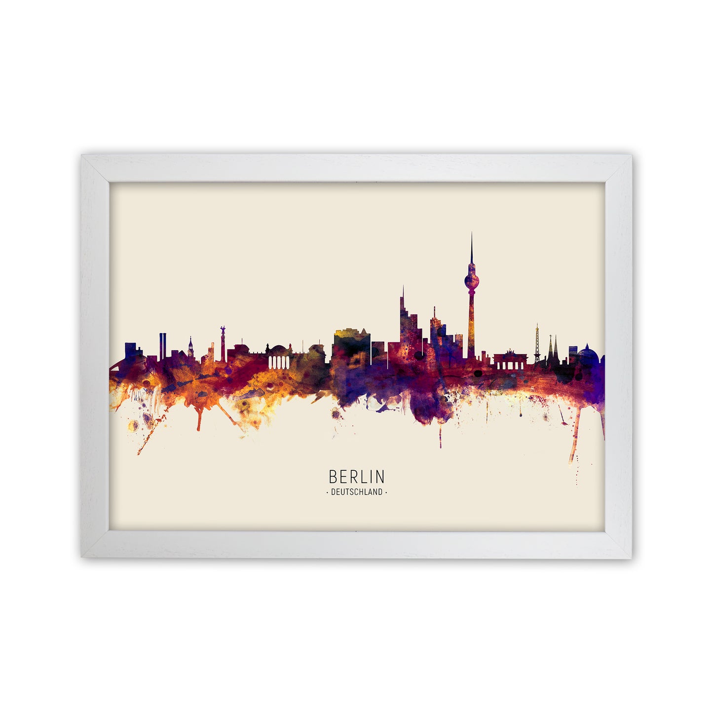 Berlin Deutschland Skyline Autumn City Name Art Print by Michael Tompsett White Grain