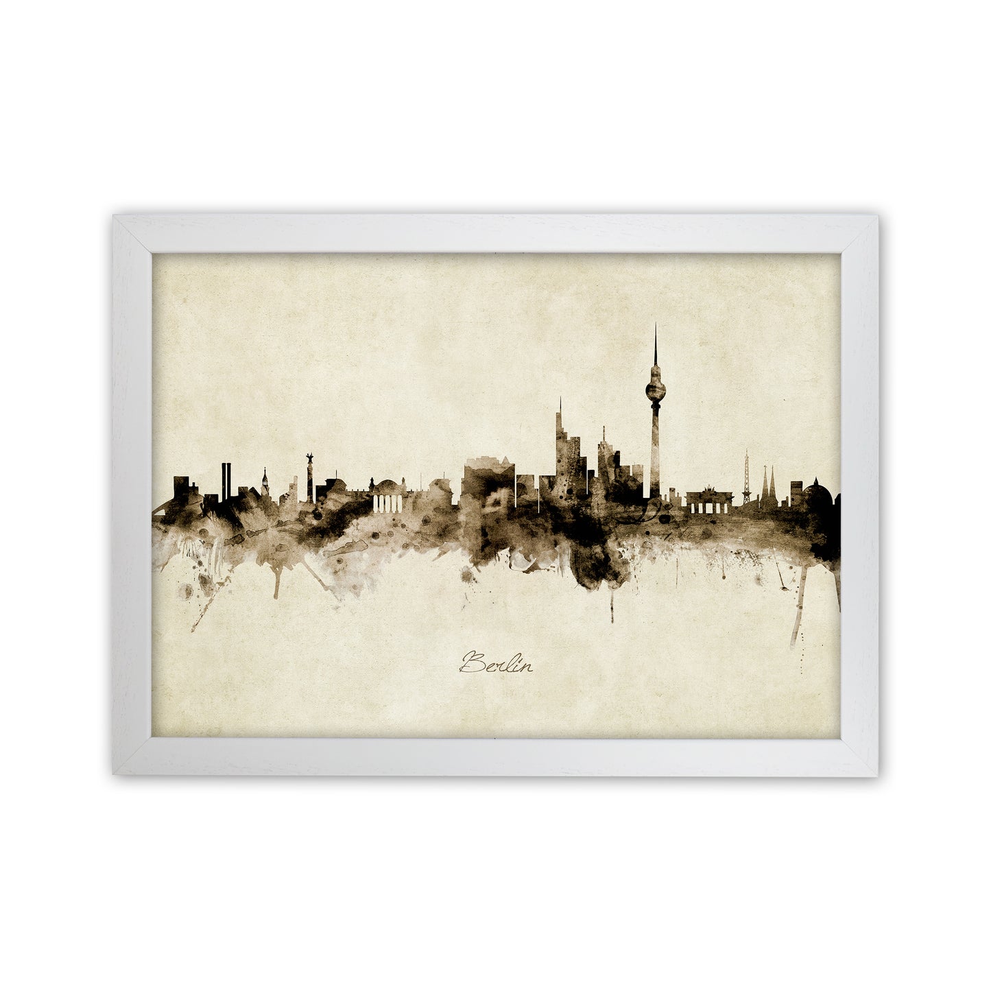 Berlin Germany Skyline Vintage Art Print by Michael Tompsett White Grain