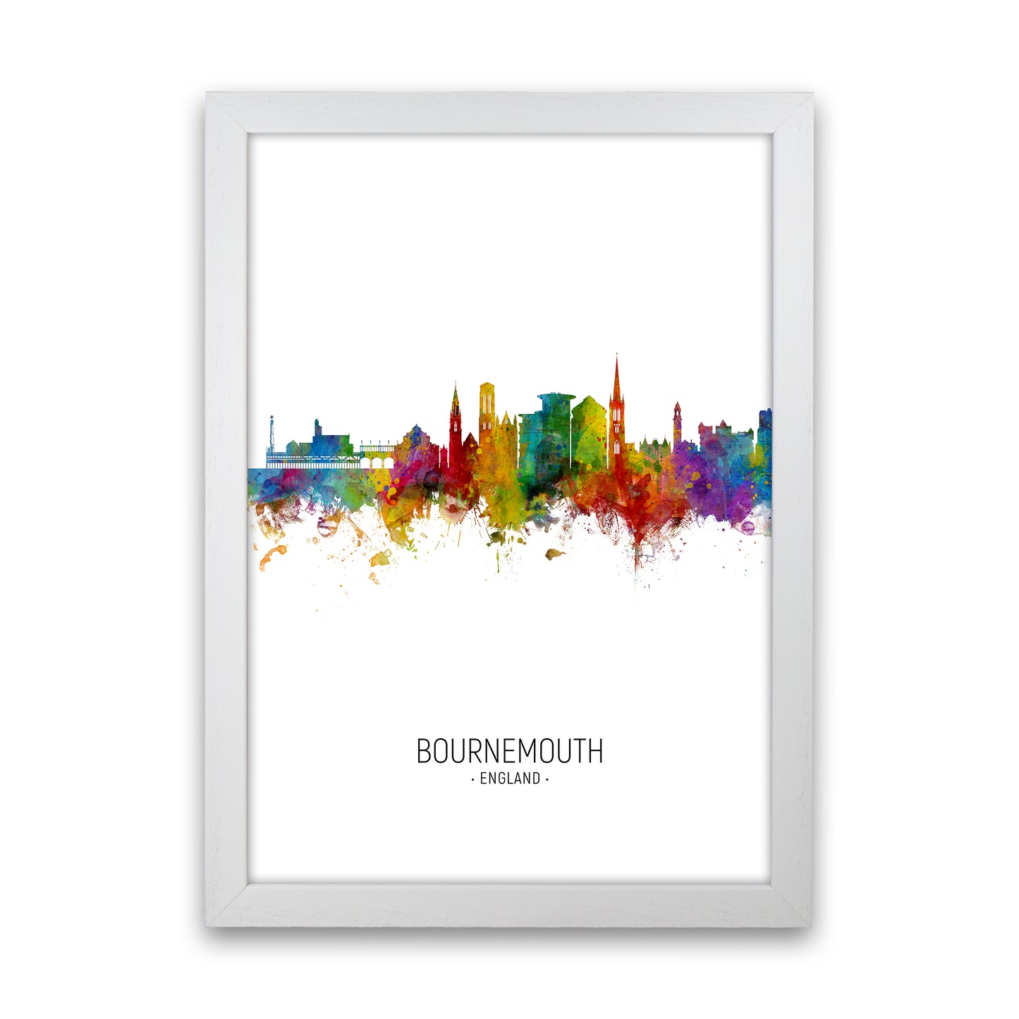 Bournemouth England Skyline Portrait Art Print by Michael Tompsett White Grain
