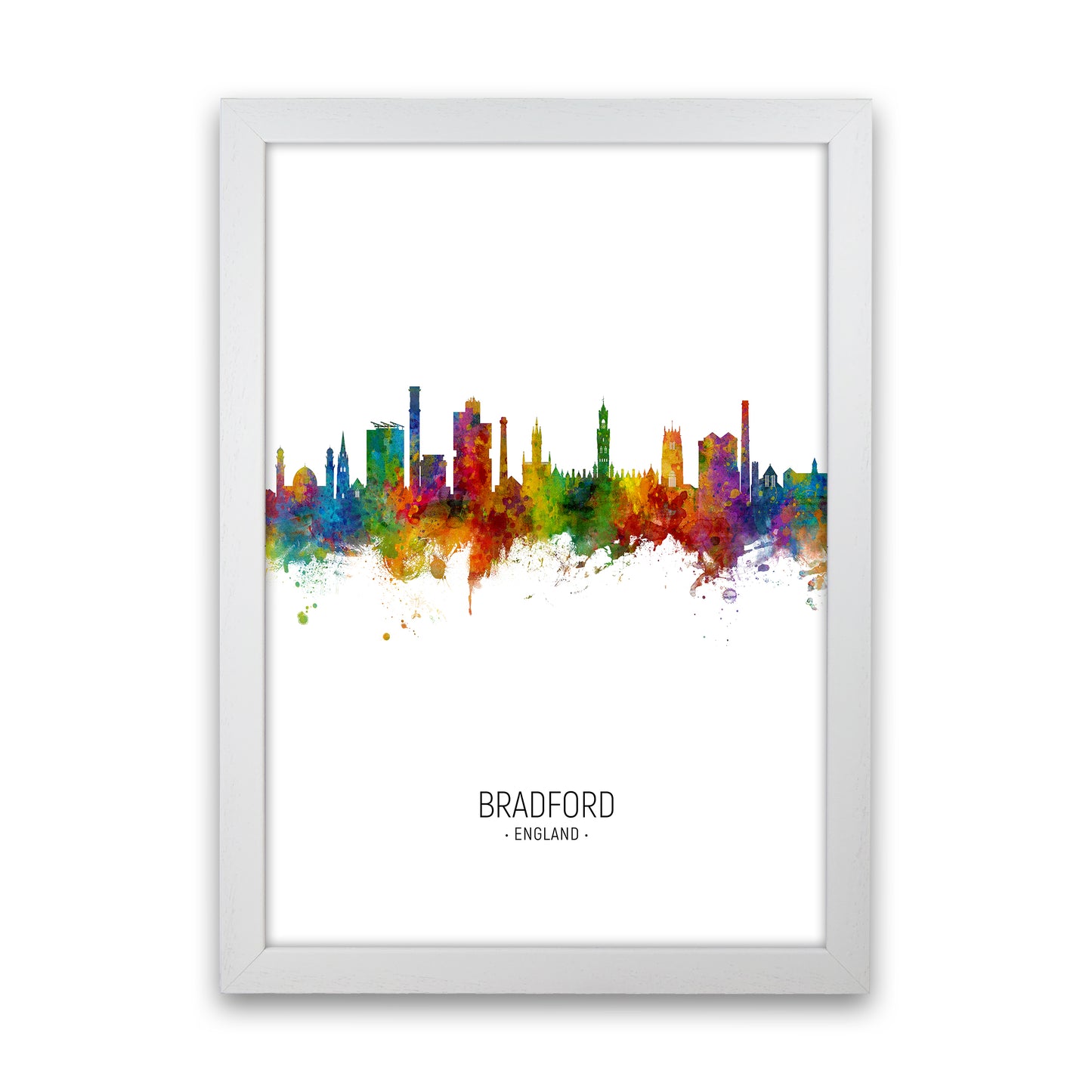 Bradford England Skyline Portrait Art Print by Michael Tompsett White Grain