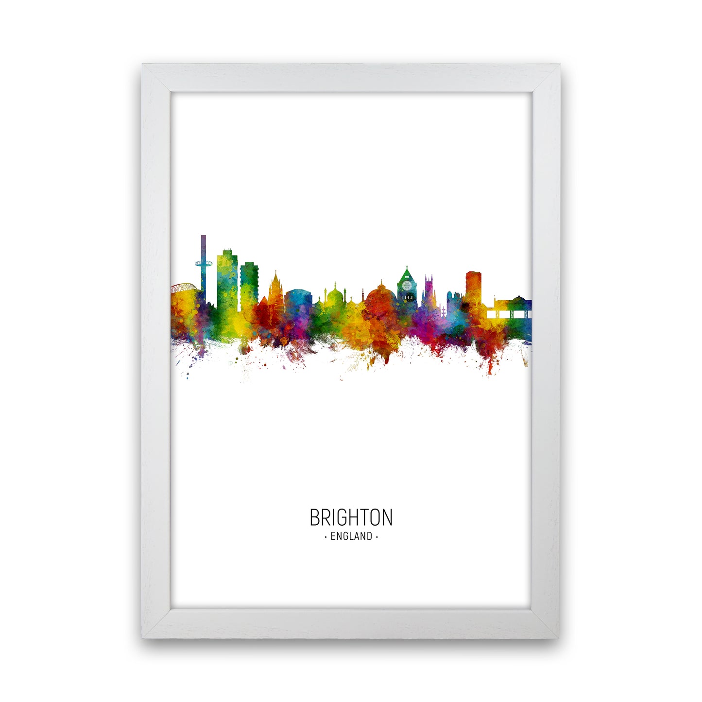 Brighton England Skyline Portrait Art Print by Michael Tompsett White Grain