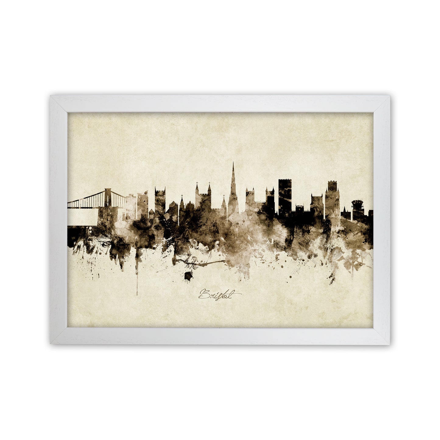 Bristol England Skyline Vintage Art Print by Michael Tompsett White Grain
