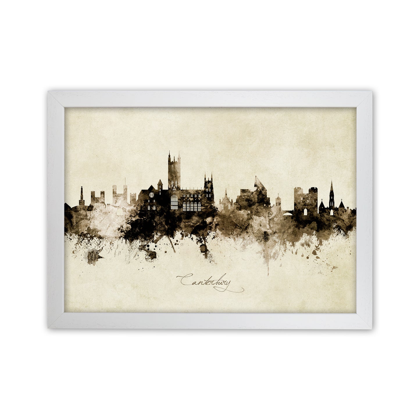 Canterbury England Skyline Vintage Art Print by Michael Tompsett White Grain