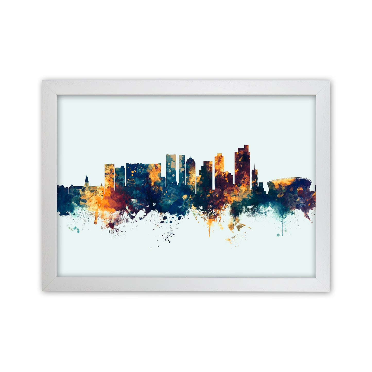 Cape Town South Africa Skyline Blue Orange Art Print by Michael Tompsett White Grain