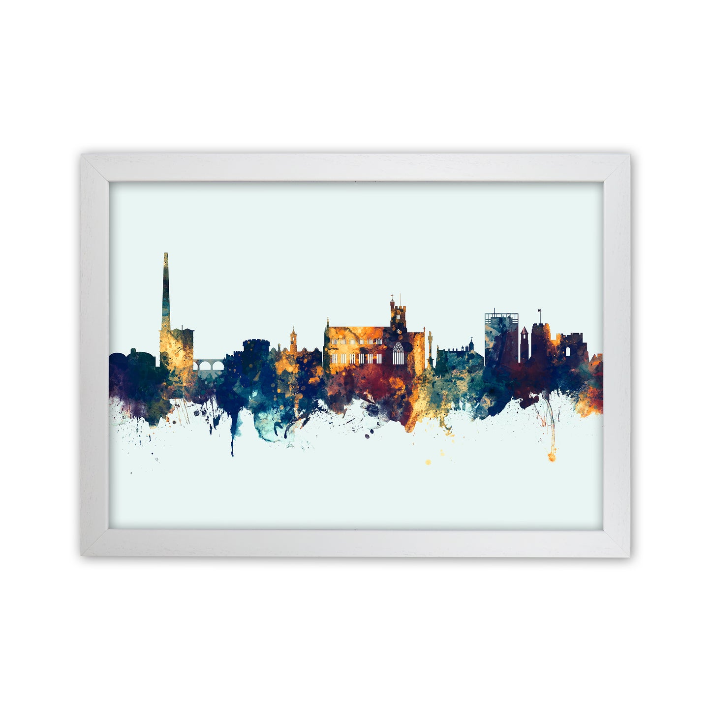 Carlisle England Skyline Blue Orange Art Print by Michael Tompsett White Grain