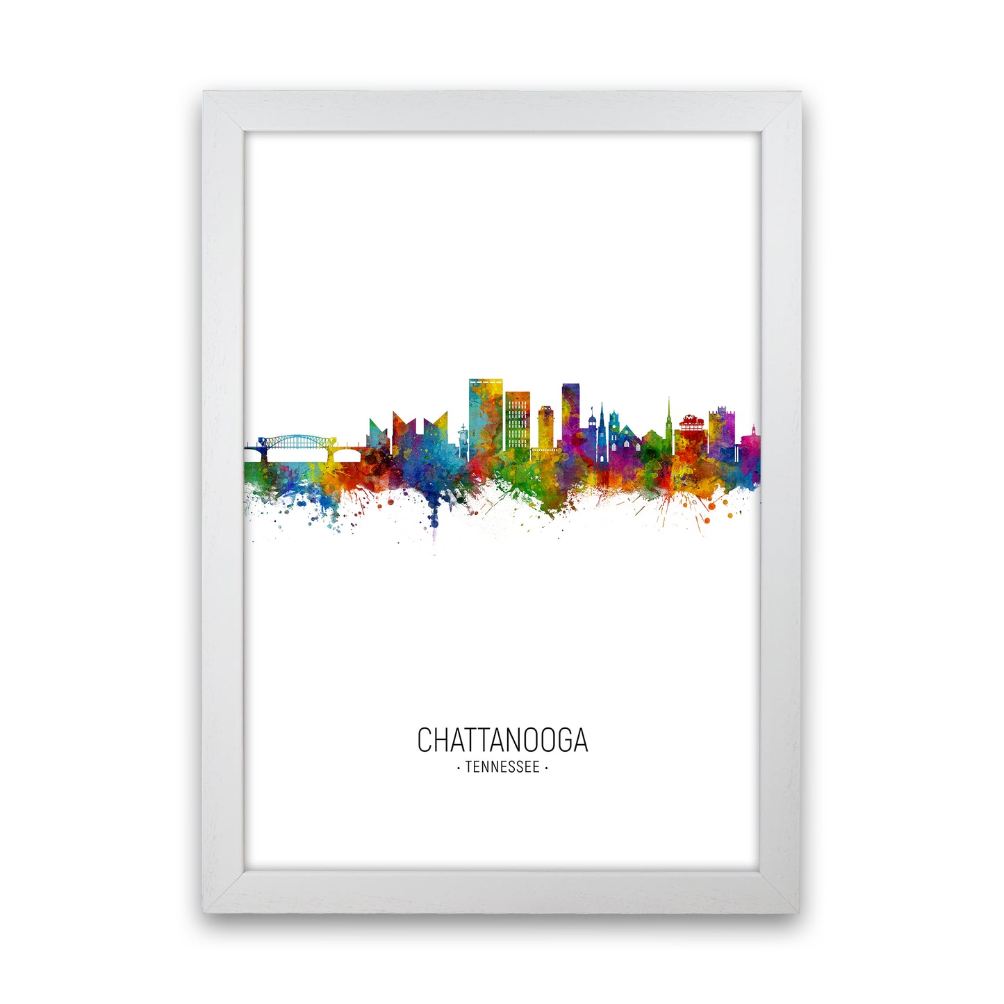 Chattanooga Tennessee Skyline Portrait Art Print by Michael Tompsett White Grain